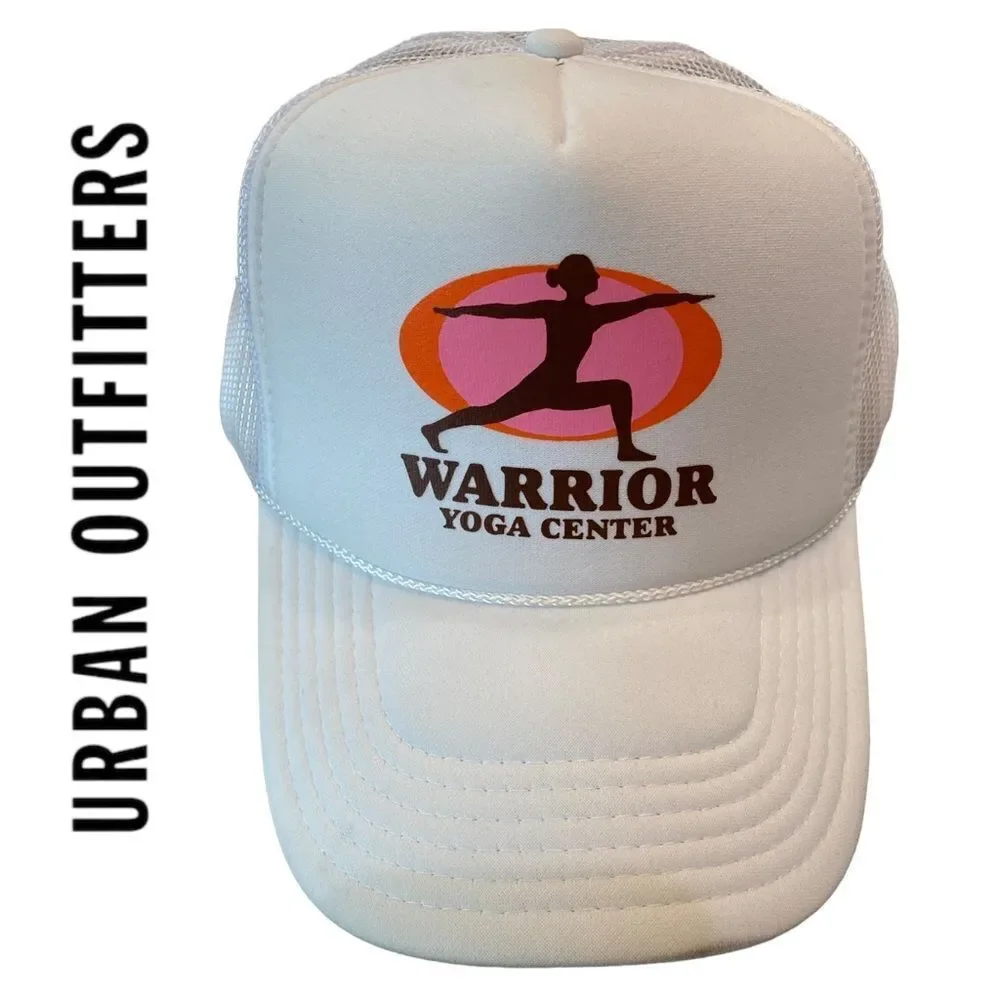 NEW Urban Outfitters UO Warrior Yoga Center White Trucker Cap Hat